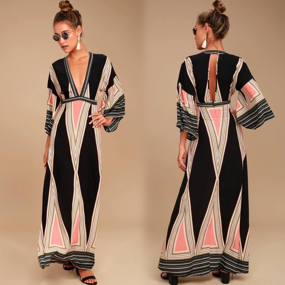 Montecito black print maxi dress